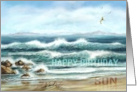 To Son Happy Birthday Son Aqua Seascape with Seagulls card