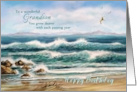To Grandson Happy Birthday Grandson Aqua Seascape with Seagulls card
