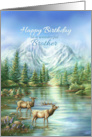 Happy Birthday to a Wonderful Brother with Elks & Mountain Lake card