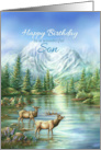 Happy Birthday to Son Snowy Mountains, Lake and Elk to Son card