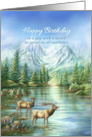 Happy Birthday to a Great Guy Mountain Scenery & Lake with Elks card