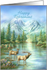 Happy Retirement Congratulations with Elks and Mountain Lake card