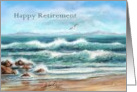 Happy Retirement Seascape with Seagull Blue Ocean Waves card