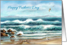 Happy Father’s Day, Ocean Waves on a Rocky Beach card
