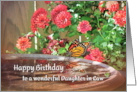 Birthday Mums and Butterfly for Daughter-in-Law Birthday Red Mums card