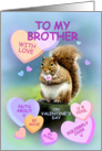For Brother, Cute Squirrel Valentine, I Wuv U card