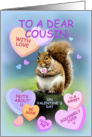 For Cousin, Cute Squirrel Valentine, I Wuv U card