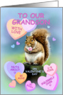 For Our Grandson, Cute Squirrel Valentine, I Wuv U card