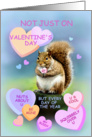 Happy Valentine Squirrel with Candy Hearts, I Wuv U card