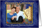 Passover Photo Card, Blue with Matzoh, Custom Front card