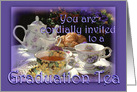 Graduation Tea Invitation, Vintage Tea Pot, Cups and Saucers card
