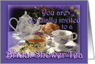 Bridal Shower Tea Invitation, Vintage Tea Pot, Cups and Saucers card