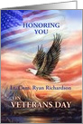 Veterans Day Thanks, Personalized with Name, Eagle & Flag card