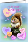 To Mother, Happy Valentine’s Day Squirrel with Candy Hearts card
