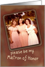 Be My Matron of Honor, Funny Face Bride Invitation card