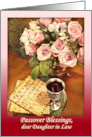 Daughter in Law Happy Passover Seder Wine and Pink Roses card
