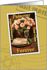 Happy Passover Forever Stamp with Pink Roses Across the Miles card