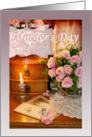 To Mom from Son on Mother’s Day, Pink Roses and Pearls card