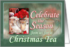 Christmas Tea Invitation Red Roses and Silver Vintage Pitcher card
