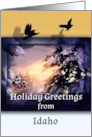 Holiday Greetings from Idaho with Snowy Christmas Sunset card