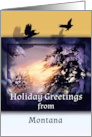 Holiday Greetings from Montana with Snowy Christmas Sunset card