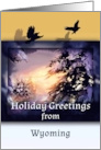Holiday Greetings from Wyoming Snowy Christmas Sunset card