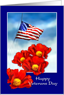 Happy Veterans Day Thank You for Service US Flag Red Poppies card