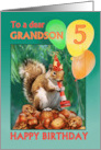 Happy 5th Birthday Grandson Squirrel and Balloons Five Years Old card