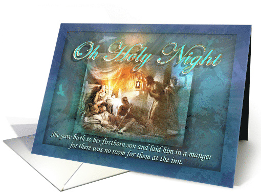Oh Holy Night Christmas Manger Nativity Scene Mother and Child card