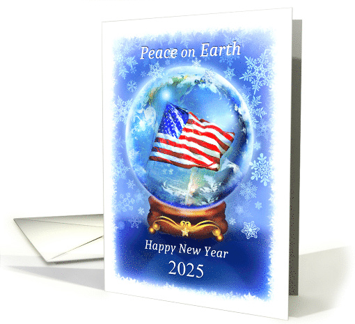 Patriotic New Year 2025 Peace on Earth American Flag in... (1007467)