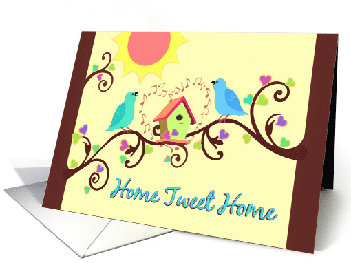 Housewarming Party Open House Invitation Birds and Birdhouse card