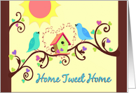 Housewarming Party Open House Invitation Birds and Birdhouse card