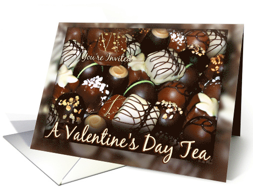 Invitation to a Valentine's Day Tea Party with Chocolate Candy card