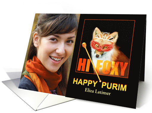 Hi Foxy, Happy Purim Photo Card, Esther the Fox card (1034769)