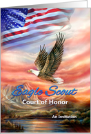 Eagle Scout Court of Honor Invitation, Flag & Flying Eagle card