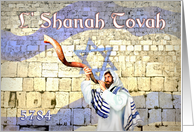Rosh Hashanah Jewish New Year 5784 Shofar at the Western Wall card