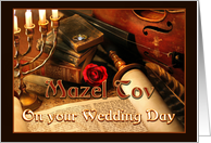 Mazel Tov Jewish Wedding Congratulations Scroll and Violin card