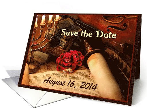 Save the Date, Jewish Wedding Announcement with Custom Front card