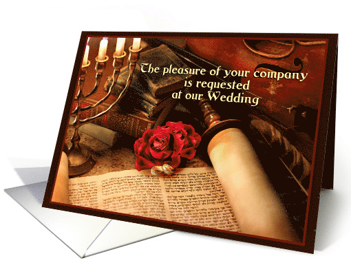 Invitation Jewish Wedding Announcement with Torah Scroll... (1056579)