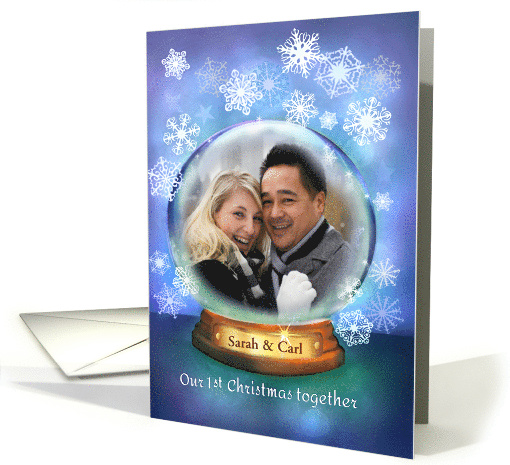 Snow Globe First Christmas as Newlyweds 1st Custom Photo card