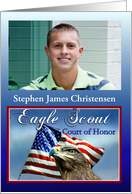 Eagle Scout Court of Honor Invitation, Eagle and Flag Photo Card