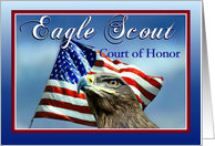 Invitation to Eagle Scout Court of Honor, Golden Eagle and U.S. Flag card