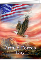 Armed Forces Day, Patriotic Flying Eagle and American Flag card