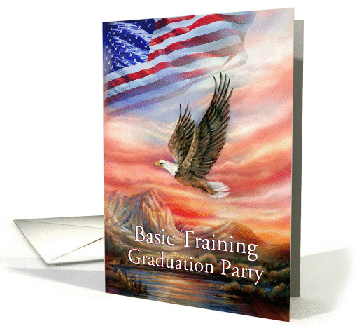 Basic Training Graduation Party Invitation, Flying Eagle Sunset card
