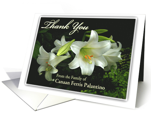 Thank You for Your Sympathy, White Lilies, Custom Front card (1080040)