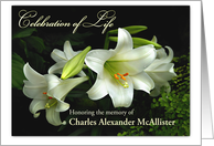 Celebration of Life Program Memorial Folder with Lilies Custom card