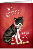 Happy Graduation Class of 2024 Graduation Son Boston Terrier Dog card