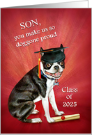 Happy Graduation Class of 2025 Graduation Son Boston Terrier Dog card