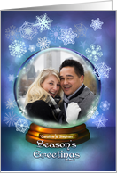 Season’s Greetings Christmas Snow Globe Custom Photo Card