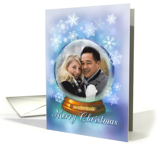 Merry Christmas Joy to the World Snow Globe Add Photo card (1100624)